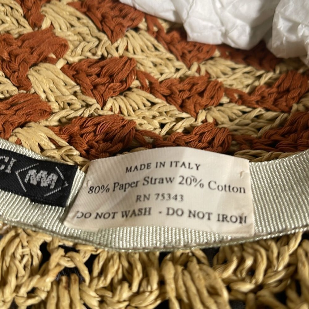 Daniele Meucci Vintage Woven Tan and Brown Women's Hat - Picture 8 of 8